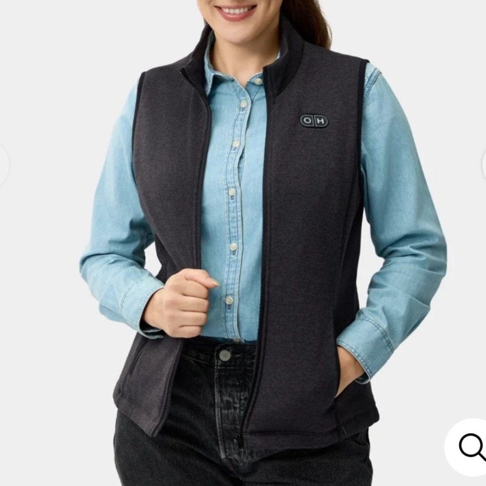 Ororo Womens Black Softshell Fleece Lined Heated Vest Full Zip Outdoor Small NEW